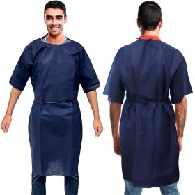 Disposable Isolation Gown XX-Large. Pack of 5 Navy Blue 50 GSM Polypropylene Disposable Gowns Medical with Neck and Waist Ties. Isolation Gowns D