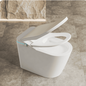 Smart Toilet with Built-in Heated Seat, Tankless Toilet with Auto Flushing, Adjustable Seat Temp, Flush Remote Control LED Digital Display, Elong
