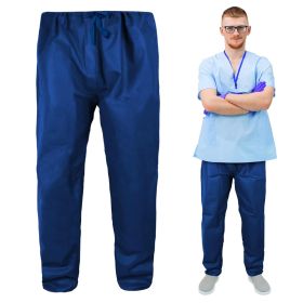 Disposable Scrub Pants for Men, M. 10 Pack SPP Ceil Blue Pants Medical with Drawstring Tie Waist