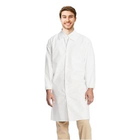 Disposable Lab Coats for Adults Medium, White Disposable Lab Coat No Pocket 10 Pack, 43'' Knee Length Lab Coat with Cuffs, Collar