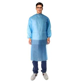 Blue Disposable Isolation Gown 45 inches Long. Pack of 30 PPE Gowns Disposable. 2X-Large Personal Protective Gown Disposable. Unisex Plastic Medi