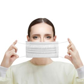 Disposable Face Protectors. Pack of 50 White Face Masks Disposable Protectors. 3-ply Adult Masks with Nose Bar. Face Guards with Adjustable Earlo