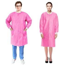 Disposable Lab Coat 45 Inches Long, X-Large. Pack of 50 Pink SMS Disposable Lab Coats for Adults. 50 GSM Disposable Coats Medical with 3 Pockets