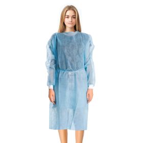 Blue Disposable Isolation Gown. 50 Pack Disposable Gowns Medical with Cuffs, Sleeves