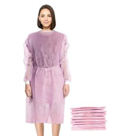 Pink Disposable Isolation Gown. 50 Pack Disposable Gowns Medical with Cuffs, Sleeves