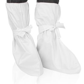 Disposable Shoe Covers for Indoors Non Slip 19 x 15 Inches. Pack of 10 White Disposable Booties for Shoes Covers SF Laminated Microporous. Dispos