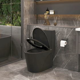 One Piece Toilet 1.1/1.60 GPF Dual-Flush, Water-Saving Elongated Comfort Height Floor Mounted, Soft Close Seat, 1000 Gram Map Flushing Score Toil