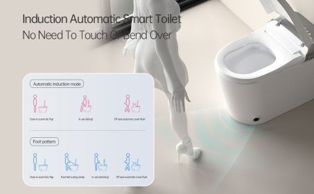 Smart Bidet Toilet with Remote Control.Raised Tankless Toilet with LED Display. Auto Open/AutoHeated. Seat Toilet Bidet with Aromatherapy System.