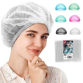 White Disposable Bouffant Caps Medical (Color: White)