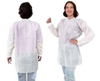 White Disposable Lab Coats for Adults (Color: White)